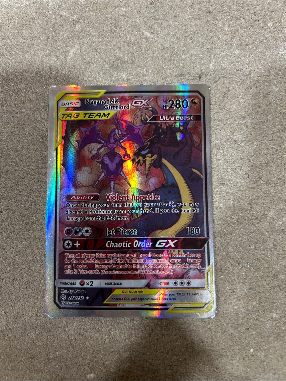 Naganadel & Guzzlord Chaotic Order GX Cosmic Eclipse Secret Pokémon TCG 224/236
